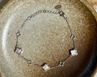 Süßwasser Perlen Kleeblatt Armband: 925 Sterling Silber
