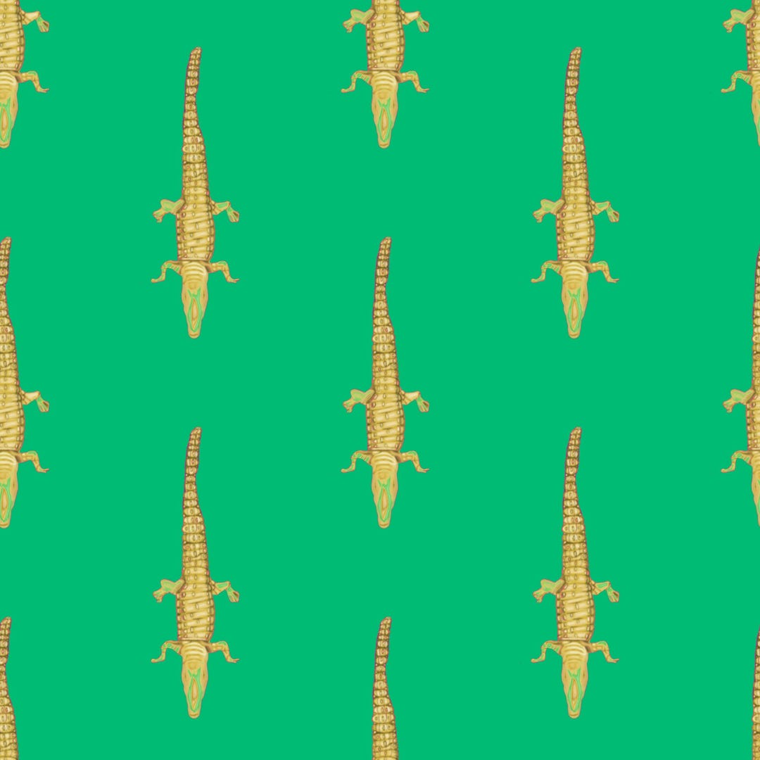 Golden Alligator With Jade-- Gold, Jade, Green, Repeating Pattern - Etsy