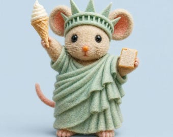 Needle Felt Mouse Figurine, Handmade Wool Mouse Sculpture, Mini Animal Desk Shelf Decor
