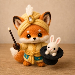 Needle Felt Fox Figurine, Wool Woodland Miniature, Whimsical Shelf Decor