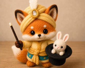 Needle Felt Fox Figurine, Wool Woodland Miniature, Whimsical Shelf Decor