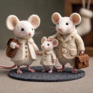 Needle Felted Mouse Figurine, Wool Felt Mouse Miniature Decor