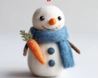 Needle Felt Snowman Figurine Ornament Collection, Wool Christmas Decor, Winter Gift