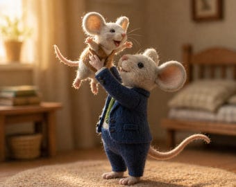 Needle Felted Mouse Figurine, Wool Felt Mouse Miniature Decor