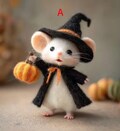 Needle Felted Halloween Mouse – Handmade Wool Figurine, Witch Costume