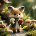 Needle Felted Fox Doll – Handmade Wool Woodland Figurine for Valentine’s Day, Cottagecore shelf decor