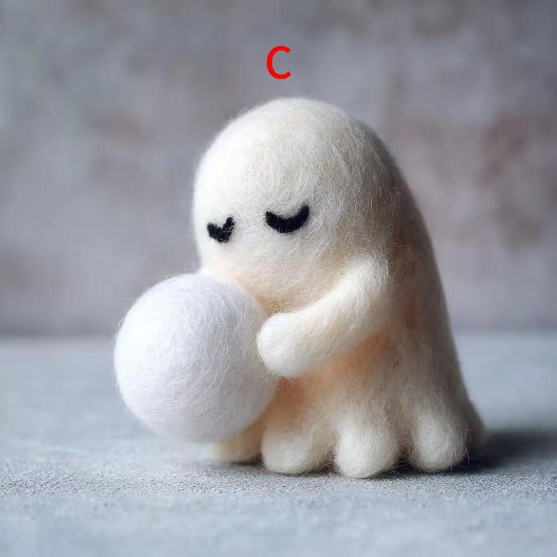 Slightly Rounded Cube Ghost Needle Felted Ghost – Handmade Wool Halloween Decor - Etsy