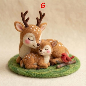 Figura de reno de fieltro de aguja, decoración de bosque hecha a mano en lana, regalo para mamá (coleccionable)