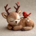 Wool Felt Reindeer –Woodland Nursery Decor,  Forest Animal Sculpture, Fairy Animal Decor, Valentine Gift