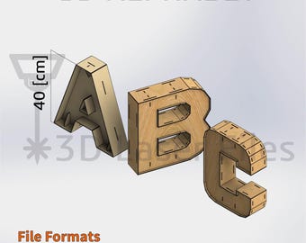 3D Alphabet 40 [cm] - for laser cut - cnc files vector - Digital files