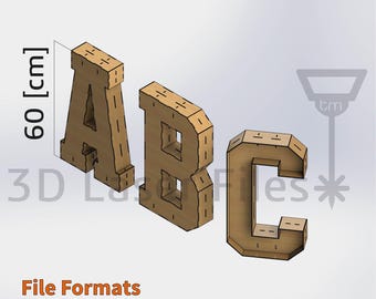 3D Alphabet 60 [cm] - for laser cut - cnc files vector - Digital files