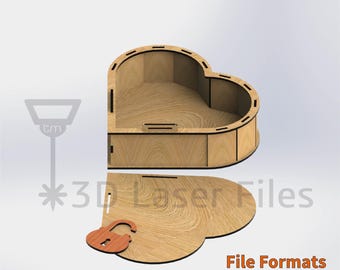 Heart Box - For laser cut - CNC vector files
