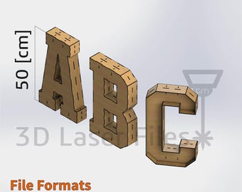 3D Alphabet 50 [cm] - for laser cut - cnc files vector - Digital files
