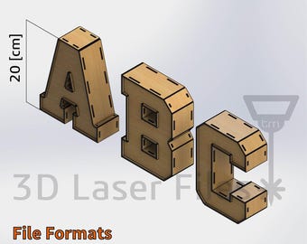 3D Alphabet 20 [cm] - for laser cut - cnc files vector - Digital files