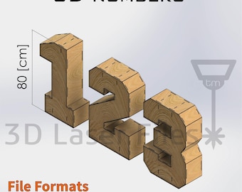 3D Numbers 80 [cm] - for laser cut - cnc files vector - Digital files