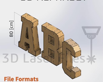 3D Alphabet 80 [cm] - for laser cut - cnc files vector - Digital files