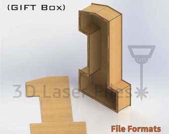 3D Numbers 60 [cm] - GIFT BOX - for laser cut - cnc files vector - Digital files
