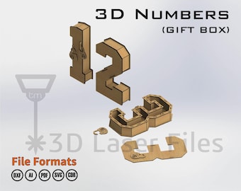 3D Numbers 30 [cm] - Gift Box - for laser cut - cnc files vector - Digital files