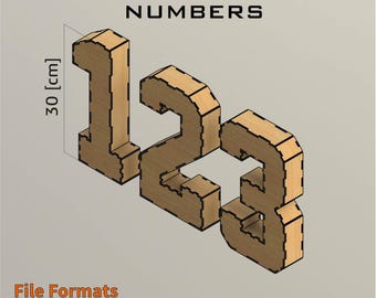 3D Numbers 30[cm] - for laser cut - cnc files vector - Digital files
