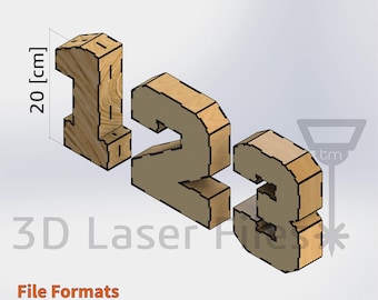 3D Numbers 20 [cm] - for laser cut - cnc files vector - Digital files
