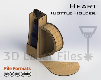 Heart Bottle Holder - For laser cut - CNC vector files