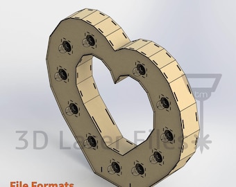 Marquee Heart - 3D Heart - For laser cut - CNC files Vector