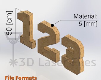 3D Numbers 50 [Cm] - for laser cut - CNC files vector - Digital files
