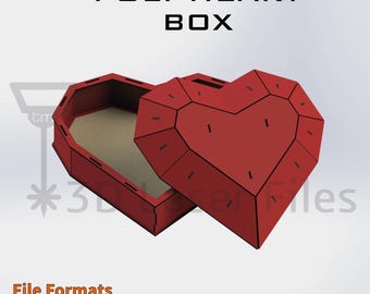 Polygonal Heart Box - 3D Heart - For laser cut - CNC vector file