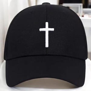 Christian Cross Baseball Cap, Minimalist Embroidered Hat, Religious Dad Hat, Faith Cap for Men Women, Jesus Gift, Christian Apparel