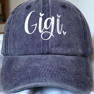 Gigi Embroidered Washed Baseball Cap – Vintage Style Personalized Gigi Hat – Cute Gift for Grandma, Gigi Birthday, Mother’s Day Hat