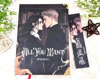 May include: A book and bookmark set with a romantic illustration of a couple. The book and bookmark feature the title "All You Want" in a decorative font, with the author's name "SENLINYU" displayed below the title.