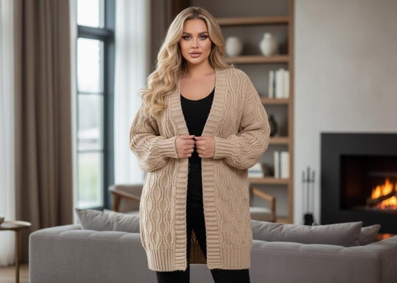 Diamond Brioche Cardigan Knitting Pattern | Cozy Knit Jacket | Brioche Stitch Sweater | Digital PDF Download | Handmade Knitwear Pattern