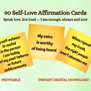 Kaarten voor zelfliefde: dagelijkse mindfulness, persoonlijke groei (pdf downloadbare afdrukbare kaarten, kaartspel van 90 kaarten)