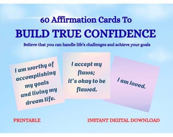 Confidence Affirmation Cards: Daily Self-Love & Empowerment (PDF Downloadable Printable Cards)