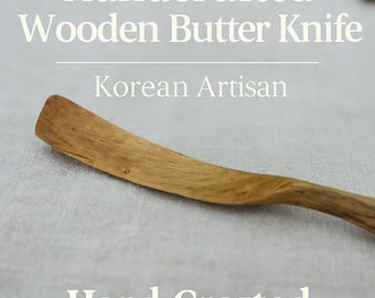 Hand-Carved Wooden Butter Knife — Korean Artisan Kitchen Utensil | Natural Wood Spreader | Minimalist Rustic Tableware