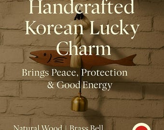 Korean Dried Pollack Bell Charm | Handmade Wooden Fish Amulet