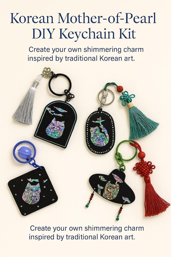 Korean Mother-of-Pearl DIY Keychain Kit | Abalone Inlay Keyring