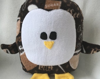 Coffee Latte Penguin Plush / Add Personalization / Gift / Penguin Pillow Pal / Handmade Plushie / Baby Safe