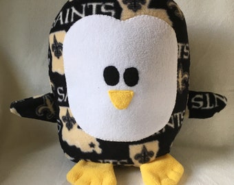New Orleans Saints Penguin Plush / Add Personalization / Gift / Penguin Pillow Pal / Handmade Plushie / Baby Safe
