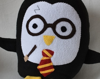 Round Glasses Penguin Plush / Add Personalization / Gift / Penguin Pillow Pal / Handmade Plushie / Baby Safe