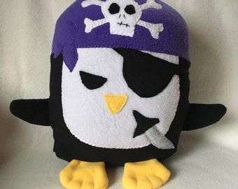 Pirate Penguin Plus / Add Personalization / Gift / Penguin Pillow Pal / Handmade Plushie / Baby Safe