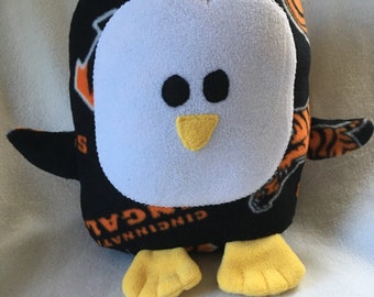 Cincinnati Bengals Penguin Plush / Add Personalization / Gift / Penguin Pillow Pal / Handmade Plushie / Baby Safe