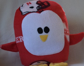 Nebraska Corn Huskers Penguin Plush / Add Personalization / Gift / Penguin Pillow Pal / Handmade Plushie / Baby Safe