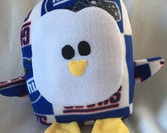 New York Giants Penguin Plush / Add Personalization / Gift / Penguin Pillow Pal / Handmade Plushie / Baby Safe