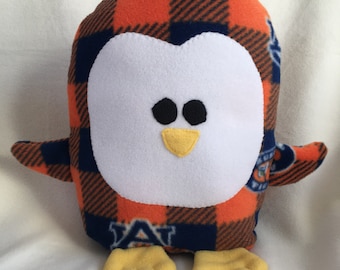 Auburn University Tigers Penguin Plush / Add Personalization / Gift / Penguin Pillow Pal / Handmade Plushie / Baby Safe