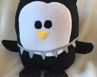 Penguin Plush / Black Panther / Gift / Penguin Pillow Pal / Handmade Plushie / Baby Safe