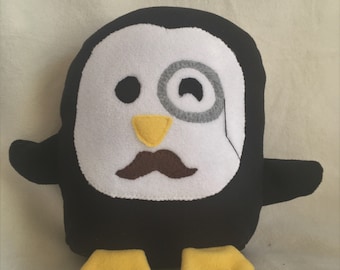 Sir Penguin Plush / Add Personalization / Gift / Penguin Pillow Pal / Handmade Plushie / Baby Safe