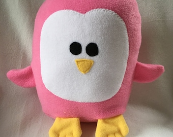 Pink Penguin Plush / Add Personalization / Gift / Penguin Pillow Pal / Handmade Plushie / Baby Safe