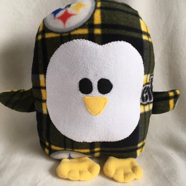 Pittsburgh Steelers Penguin Plush / Add Personalization / Gift / Penguin Pillow Pal / Handmade Plushie / Baby Safe