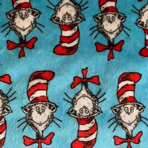 Cat in the Hat Themed Minky Cuddle fabric / Less than 1 yard / 59" x 31'